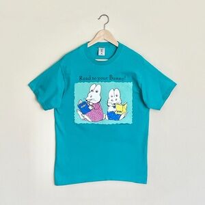 Vintage 1999 Max & Ruby Read To Your Bunny! Rosemary Wells Teal T Shirt Adult L